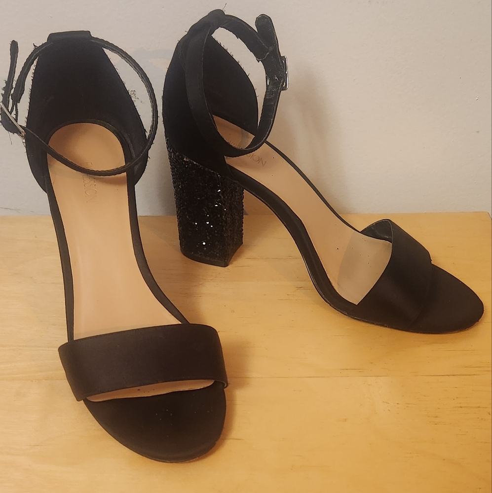 Expressions Black Sparkle Heels
